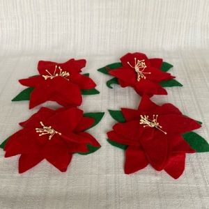 4 VTG Handmade Poinsettia Napkin "Rings"
